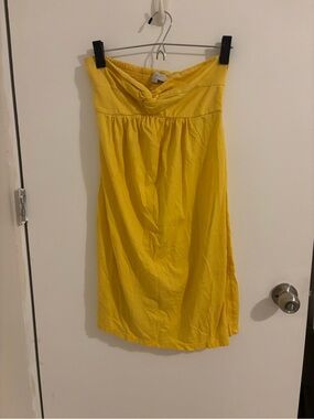 LOFT Strapless Yellow Knot-Front Sundress